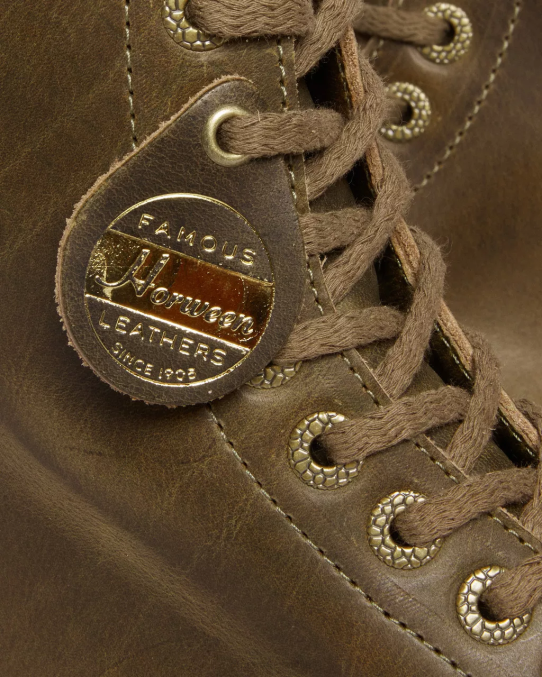 Dr. Martens apavi sievietes olīvu zars, denveras dārzeņu iedegums 1460 paskāls, izgatavots Anglijā, denveras ādas šņorzābaki LHJP116