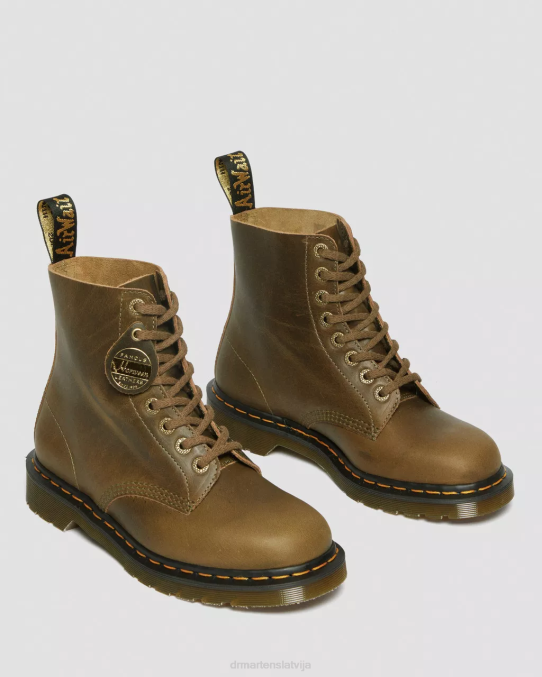 Dr. Martens apavi sievietes olīvu zars, denveras dārzeņu iedegums 1460 paskāls, izgatavots Anglijā, denveras ādas šņorzābaki LHJP116