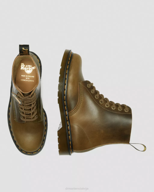 Dr. Martens apavi sievietes olīvu zars, denveras dārzeņu iedegums 1460 paskāls, izgatavots Anglijā, denveras ādas šņorzābaki LHJP116