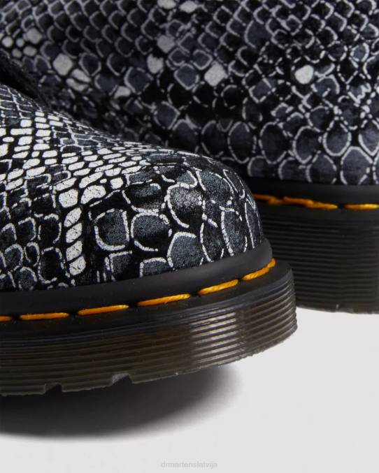 Dr. Martens apavi sievietes pelēka čūskas klasiskā boa apdruka 1460 gada čūskas apdrukas ādas šņorzābaki LHJP142