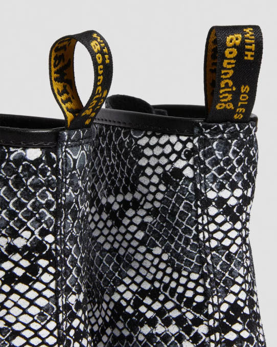 Dr. Martens apavi sievietes pelēka čūskas klasiskā boa apdruka 1460 gada čūskas apdrukas ādas šņorzābaki LHJP142