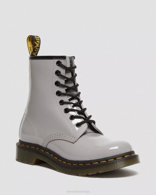 Dr. Martens apavi sievietes pelēks lucido & patentlampa 1460 lakādas šņorzābaki LHJP133
