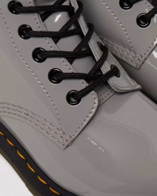 Dr. Martens apavi sievietes pelēks lucido & patentlampa 1460 lakādas šņorzābaki LHJP133