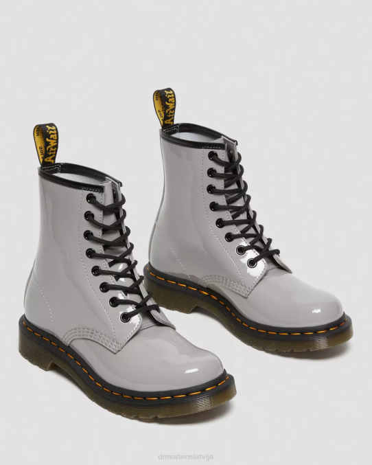 Dr. Martens apavi sievietes pelēks lucido & patentlampa 1460 lakādas šņorzābaki LHJP133