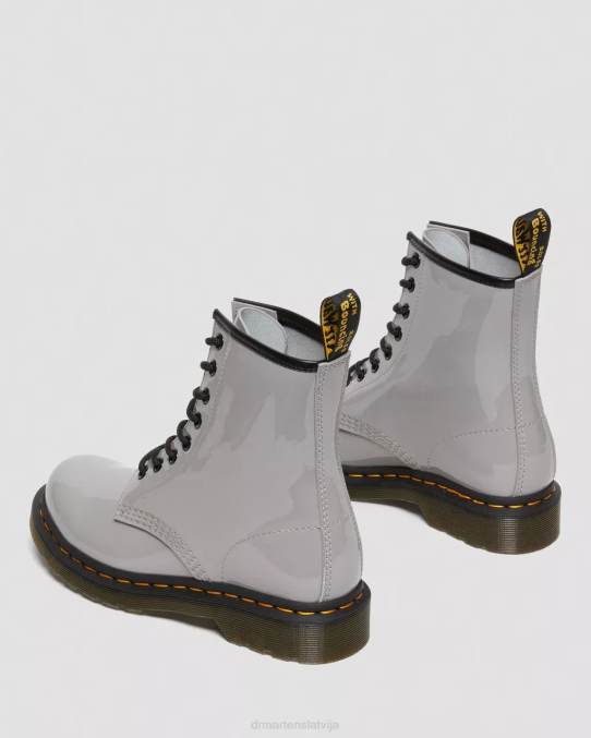 Dr. Martens apavi sievietes pelēks lucido & patentlampa 1460 lakādas šņorzābaki LHJP133