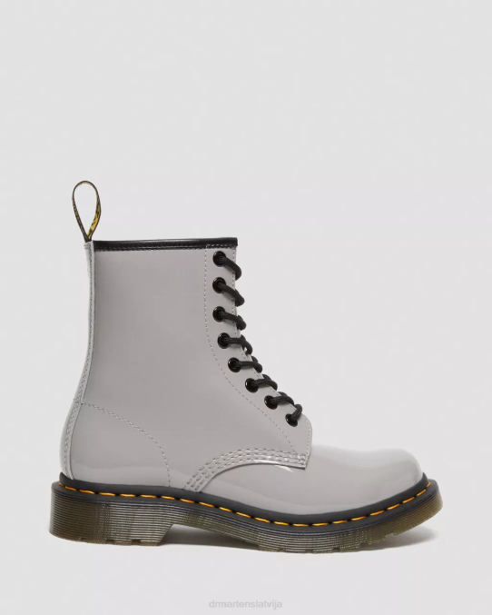 Dr. Martens apavi sievietes pelēks lucido & patentlampa 1460 lakādas šņorzābaki LHJP133