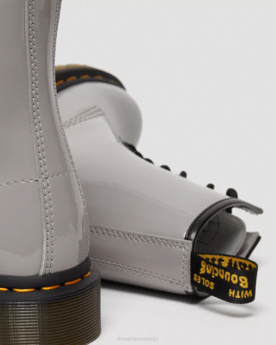 Dr. Martens apavi sievietes pelēks lucido & patentlampa 1460 lakādas šņorzābaki LHJP133
