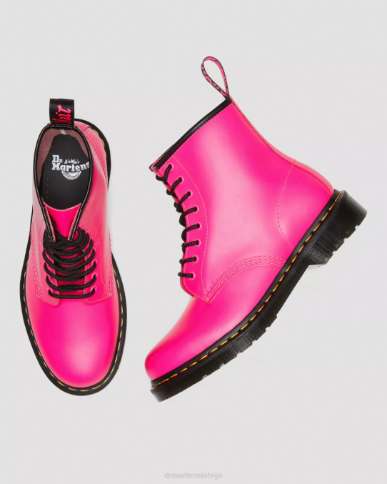 Dr. Martens apavi sievietes rozā gluda 1460 gludas ādas šņorzābaki LHJP193