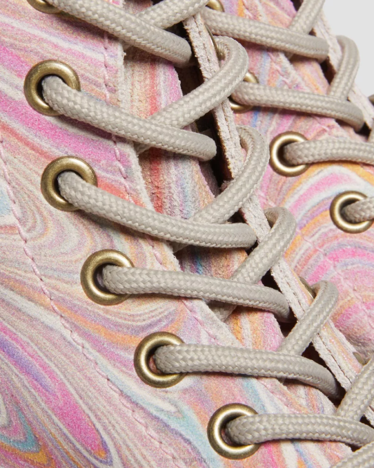 Dr. Martens apavi sievietes rozā un oranža marmora zamšāda 1460 paskāla marmora zamšādas šņorzābaki LHJP122