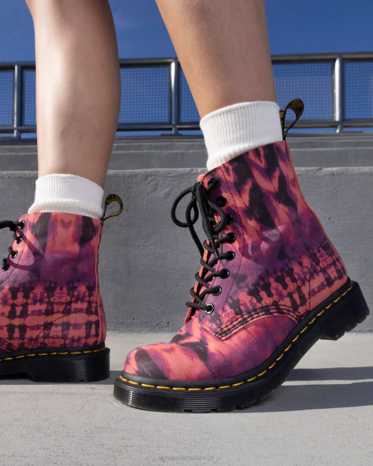 Dr. Martens apavi sievietes violets 1460 pascal tie dye ādas šņorzābaki LHJP189