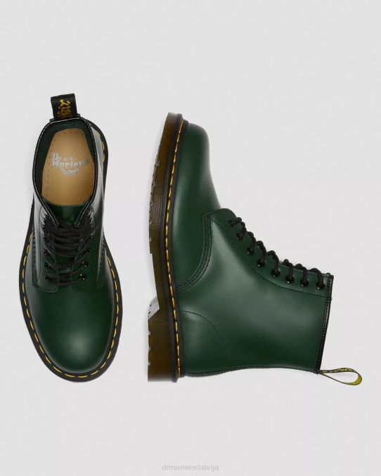 Dr. Martens apavi sievietes zaļa gluda 1460 gludas ādas šņorzābaki LHJP79