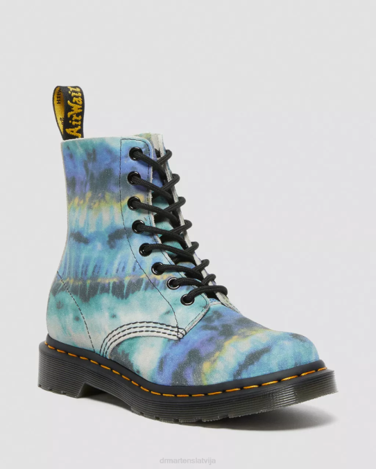 Dr. Martens apavi sievietes zils 1460 pascal tie dye ādas šņorzābaki LHJP195
