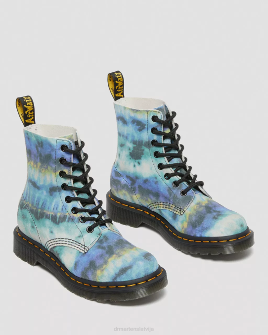 Dr. Martens apavi sievietes zils 1460 pascal tie dye ādas šņorzābaki LHJP195