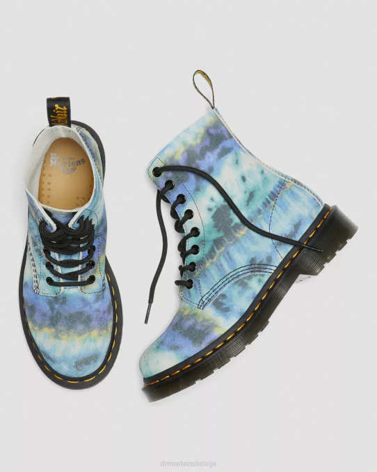 Dr. Martens apavi sievietes zils 1460 pascal tie dye ādas šņorzābaki LHJP195