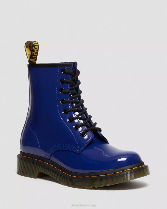 Dr. Martens apavi sievietes zils lucido un patentlampa 1460 lakādas šņorzābaki LHJP151