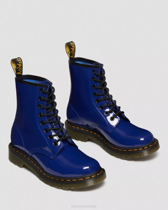 Dr. Martens apavi sievietes zils lucido un patentlampa 1460 lakādas šņorzābaki LHJP151