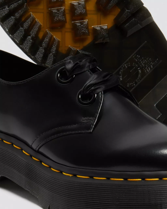 Dr. Martens apavi unisex melnais sviests Holly ādas platformas kurpes LHJP227
