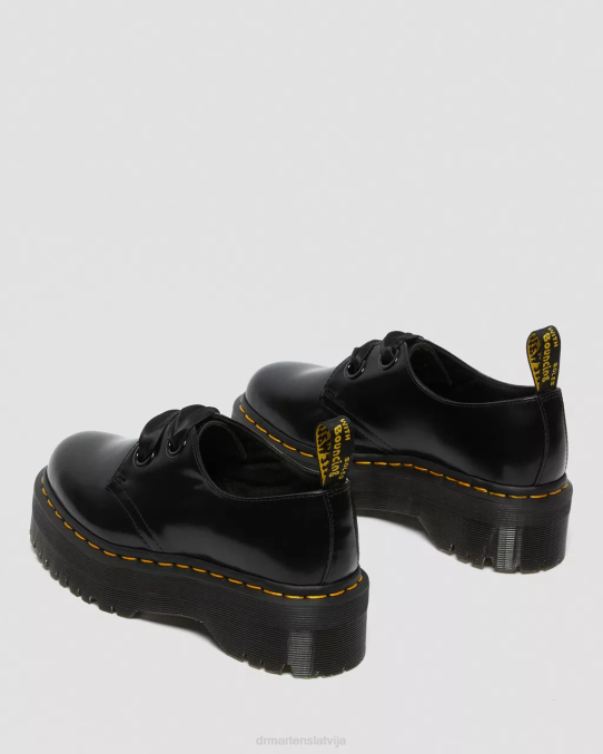 Dr. Martens apavi unisex melnais sviests Holly ādas platformas kurpes LHJP227