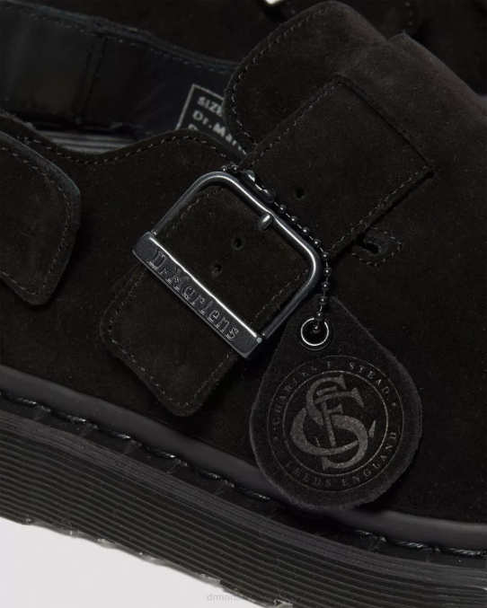 Dr. Martens apavi unisex melns jorge izgatavoti Anglijā zamšādas slingbacks LHJP343