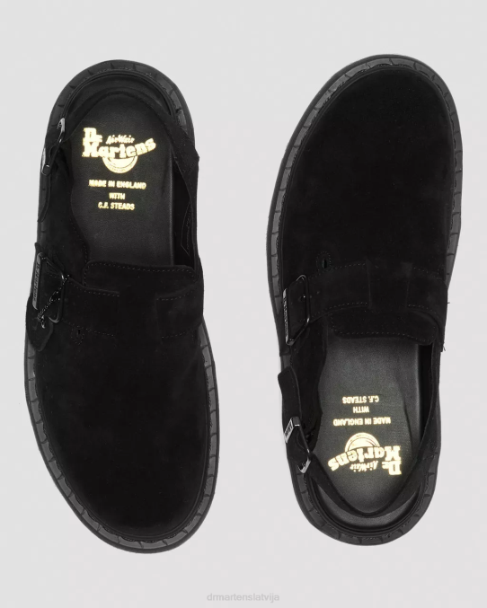 Dr. Martens apavi unisex melns jorge izgatavoti Anglijā zamšādas slingbacks LHJP343
