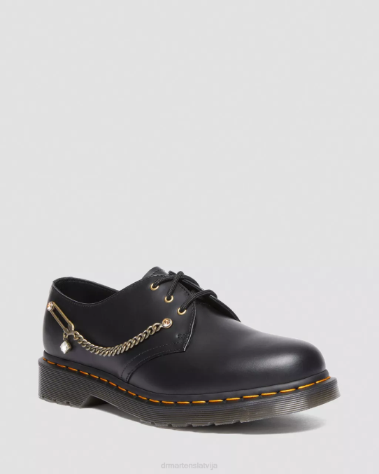 Dr. Martens apavi unisex melna gluda 1461 swarovski ādas oksfordas kurpes LHJP290