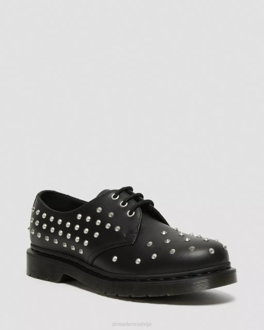 Dr. Martens apavi unisex melna wanama 1461 stud wanama ādas oksfordas kurpes LHJP308