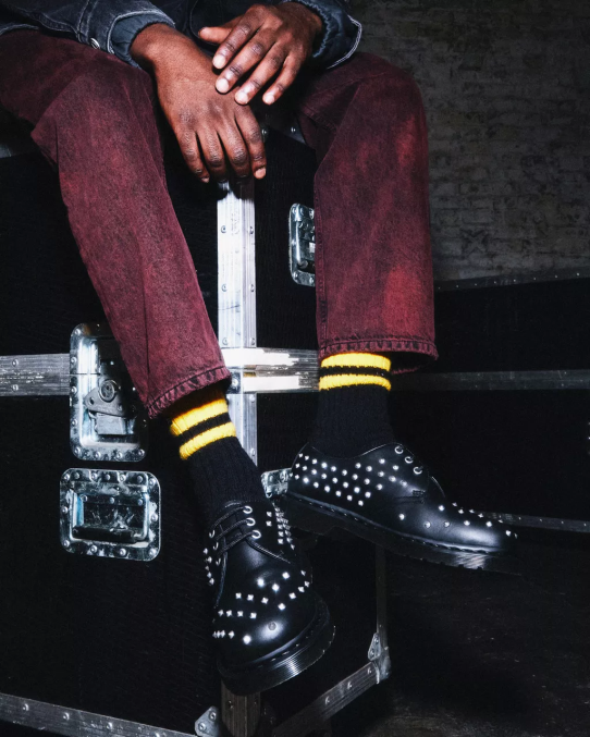 Dr. Martens apavi unisex melna wanama 1461 stud wanama ādas oksfordas kurpes LHJP308