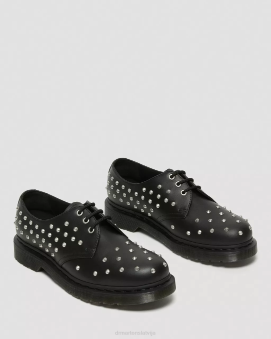 Dr. Martens apavi unisex melna wanama 1461 stud wanama ādas oksfordas kurpes LHJP308
