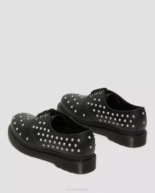 Dr. Martens apavi unisex melna wanama 1461 stud wanama ādas oksfordas kurpes LHJP308