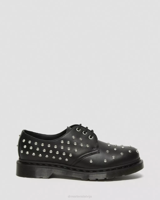 Dr. Martens apavi unisex melna wanama 1461 stud wanama ādas oksfordas kurpes LHJP308