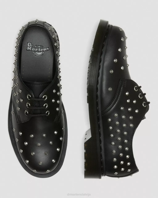 Dr. Martens apavi unisex melna wanama 1461 stud wanama ādas oksfordas kurpes LHJP308