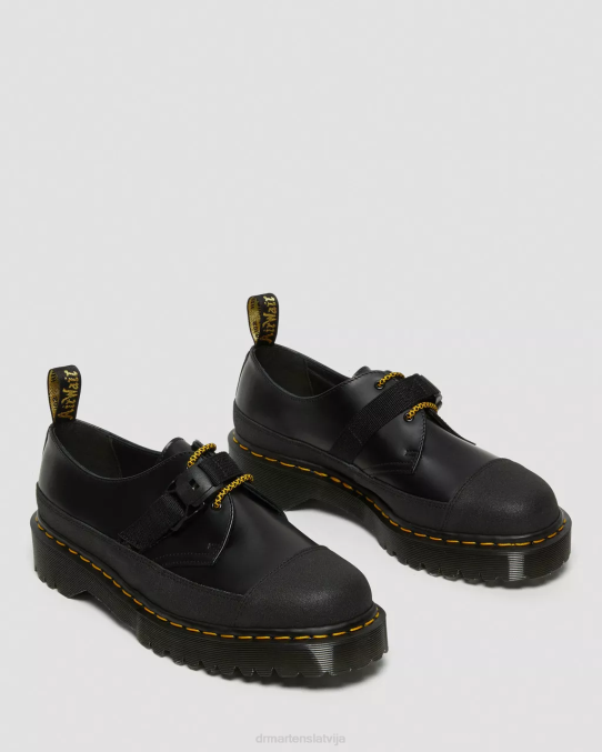 Dr. Martens apavi unisex melns gluds un dubults oriģināls 1461 ražots Anglijā bex tech gludas ādas oksfordas kurpes LHJP240