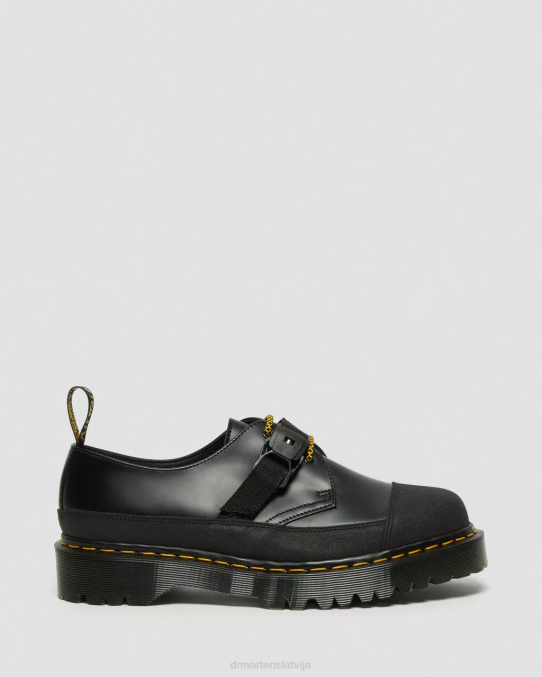 Dr. Martens apavi unisex melns gluds un dubults oriģināls 1461 ražots Anglijā bex tech gludas ādas oksfordas kurpes LHJP240