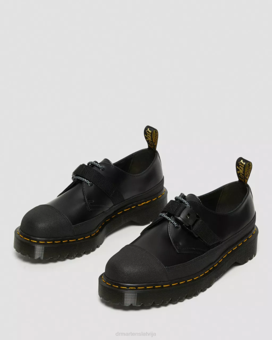 Dr. Martens apavi unisex melns gluds un dubults oriģināls 1461 ražots Anglijā bex tech gludas ādas oksfordas kurpes LHJP240