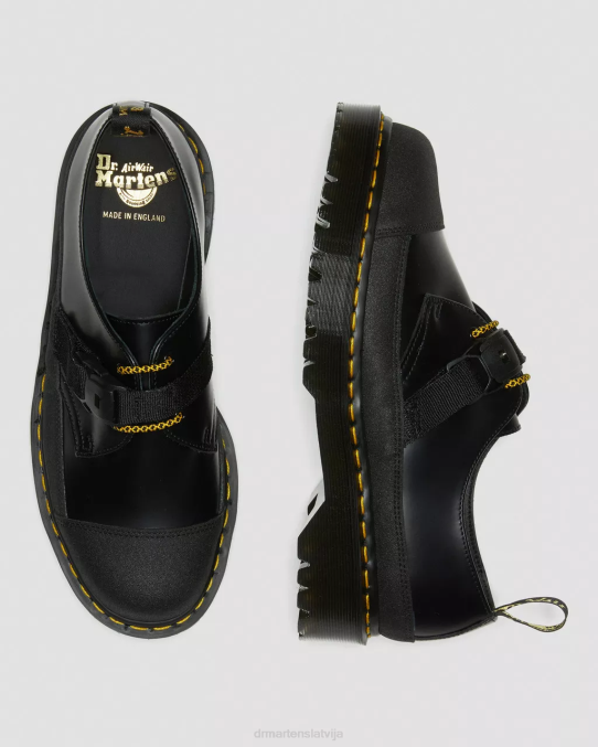 Dr. Martens apavi unisex melns gluds un dubults oriģināls 1461 ražots Anglijā bex tech gludas ādas oksfordas kurpes LHJP240