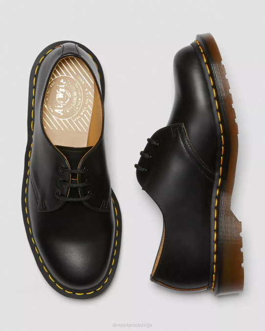 Dr. Martens apavi unisex melns quilons 1461. gada vintage ražoti Anglijā Oksfordas apavi LHJP289