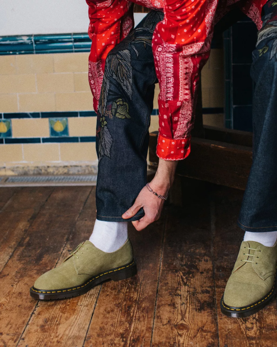 Dr. Martens apavi unisex zaļš 1461 ražots Anglijā nubuka ādas oksforda apavi LHJP321