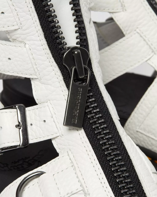 Dr. Martens apavi unisex balta slīpēta nappa olson ādas sandales ar rāvējslēdzēju LHJP266