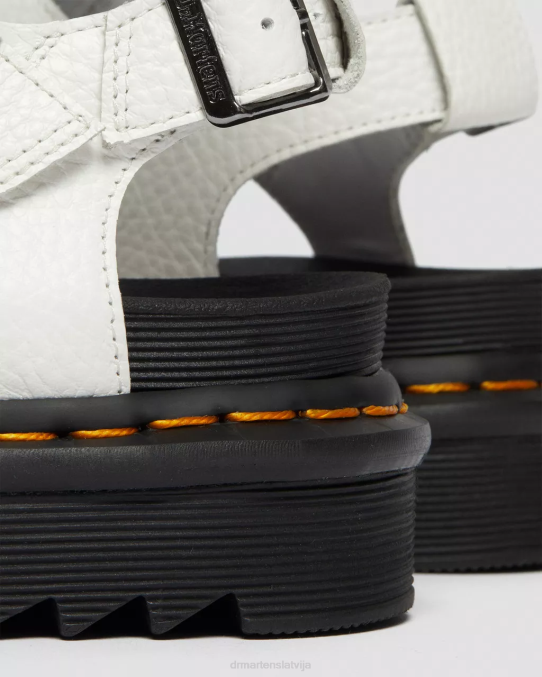 Dr. Martens apavi unisex balta slīpēta nappa olson ādas sandales ar rāvējslēdzēju LHJP266