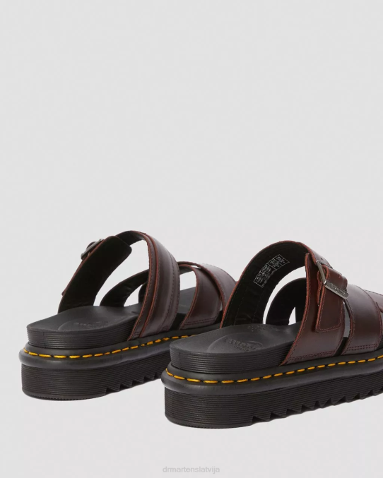Dr. Martens apavi unisex brūns brendo ryker ādas siksniņu bīdāmās sandales LHJP359