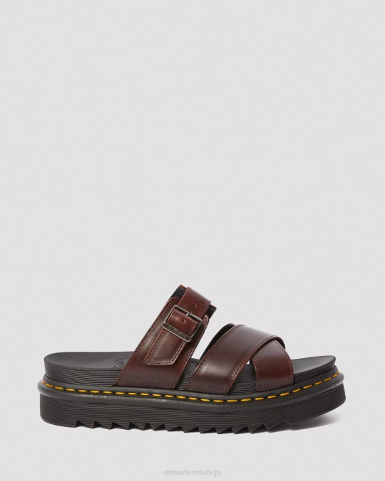 Dr. Martens apavi unisex brūns brendo ryker ādas siksniņu bīdāmās sandales LHJP359