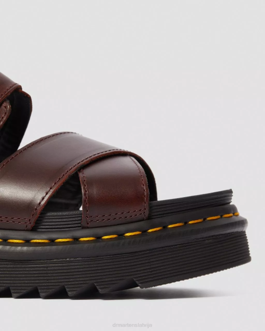 Dr. Martens apavi unisex brūns brendo ryker ādas siksniņu bīdāmās sandales LHJP359