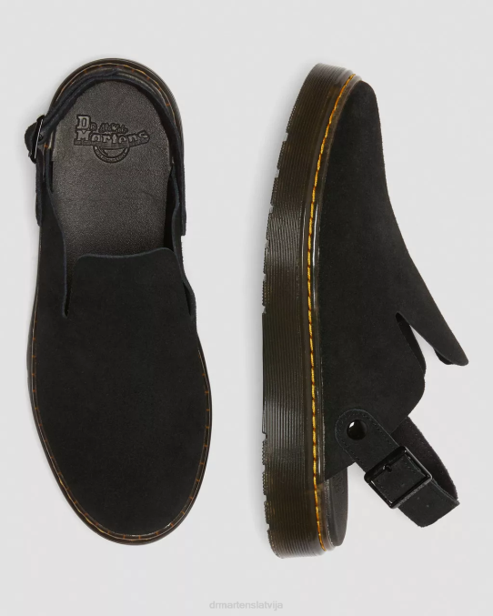 Dr. Martens apavi unisex melna zamšāda carlson suede gadījuma slingback mūļi LHJP349