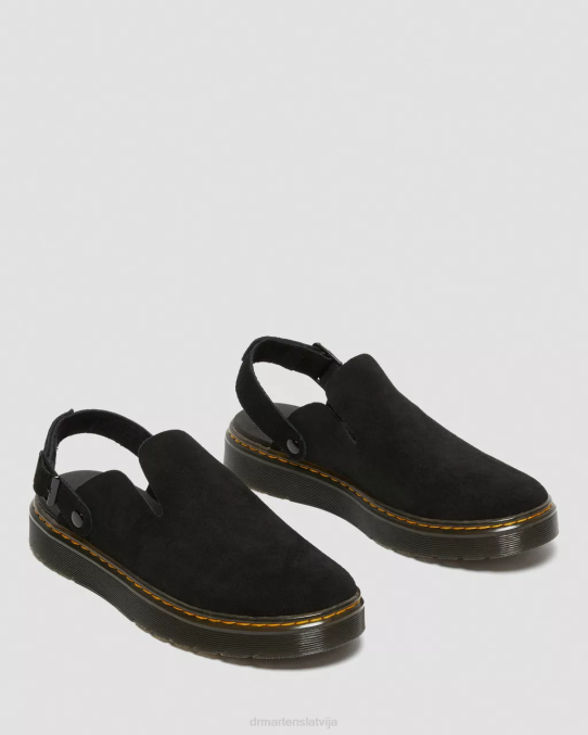 Dr. Martens apavi unisex melna zamšāda carlson suede gadījuma slingback mūļi LHJP349