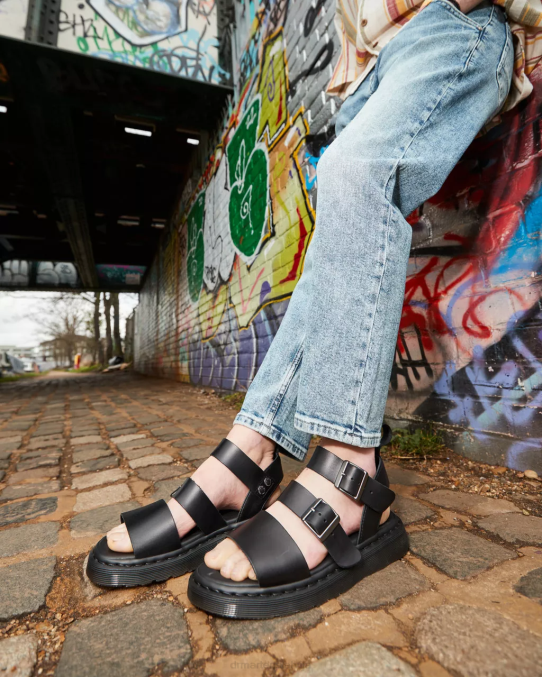 Dr. Martens apavi unisex melns brendo gryphon brando ādas gladiatoru sandales LHJP348