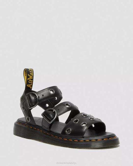 Dr. Martens apavi unisex melns brendo gryphon hardware brando ādas sandales LHJP356