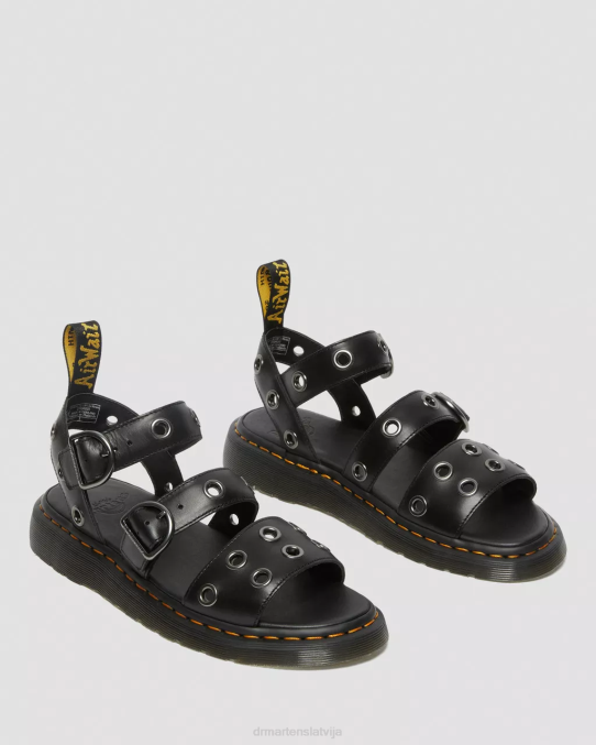 Dr. Martens apavi unisex melns brendo gryphon hardware brando ādas sandales LHJP356