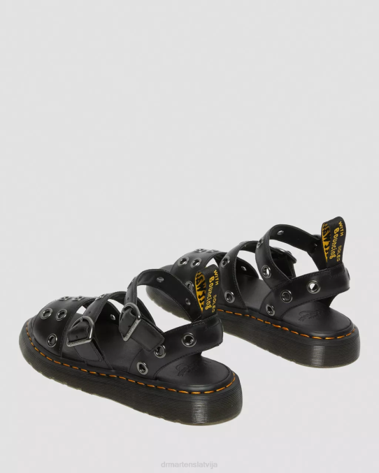 Dr. Martens apavi unisex melns brendo gryphon hardware brando ādas sandales LHJP356