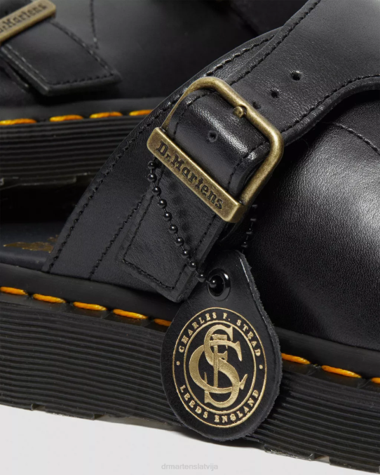 Dr. Martens apavi unisex melns dayne ražotas Anglijā ādas slide sandales LHJP358