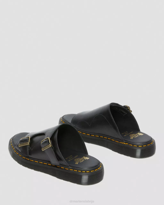 Dr. Martens apavi unisex melns dayne ražotas Anglijā ādas slide sandales LHJP358